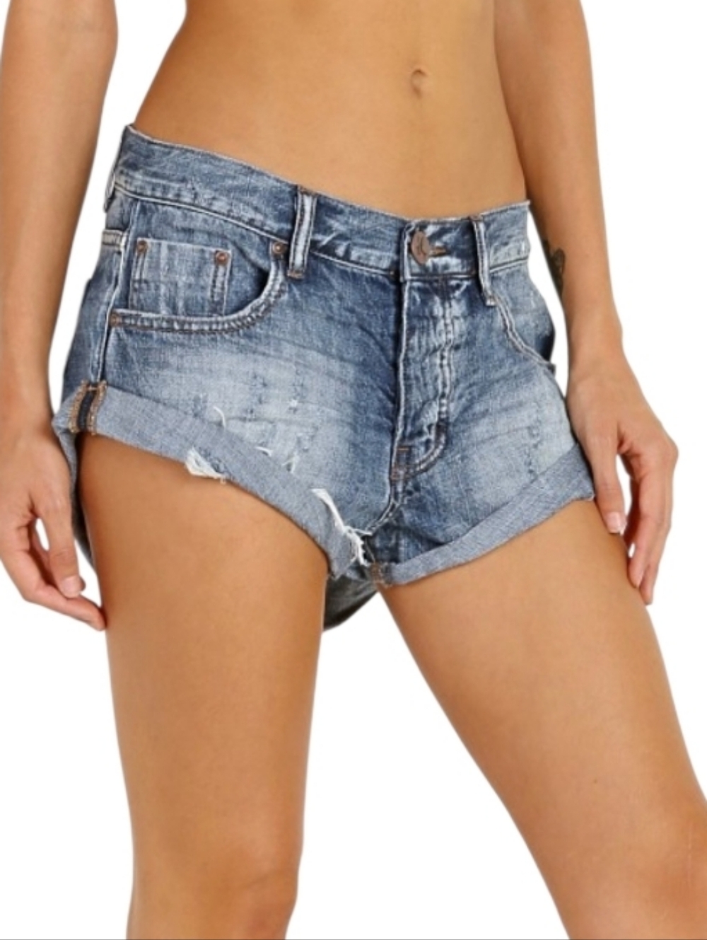 One X Oneteaspoon Bandits Relaxed Long Rise Buttonfly Twisted Cuff Hem Shorts